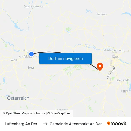 Luftenberg An Der Donau to Gemeinde Altenmarkt An Der Triesting map