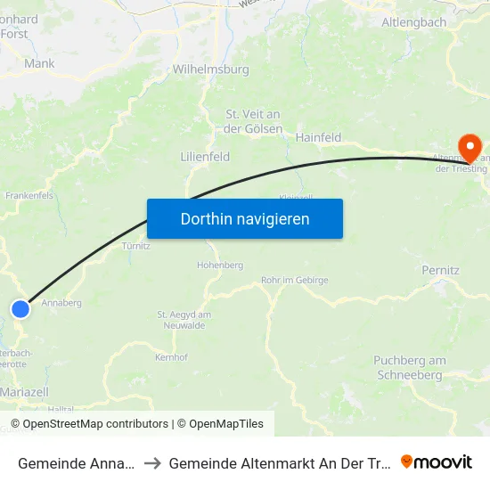 Gemeinde Annaberg to Gemeinde Altenmarkt An Der Triesting map