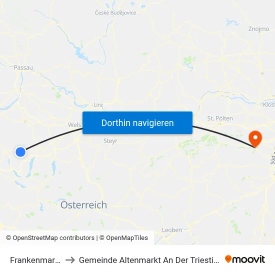 Frankenmarkt to Gemeinde Altenmarkt An Der Triesting map