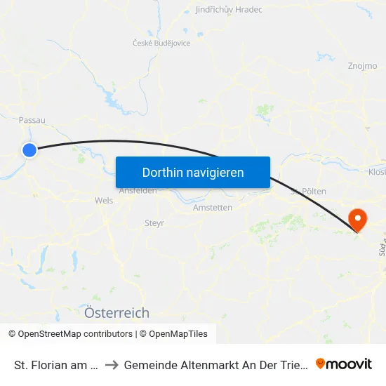 St. Florian am Inn to Gemeinde Altenmarkt An Der Triesting map