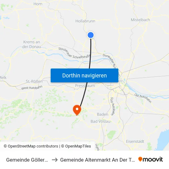 Gemeinde Göllersdorf to Gemeinde Altenmarkt An Der Triesting map