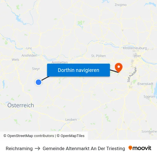 Reichraming to Gemeinde Altenmarkt An Der Triesting map