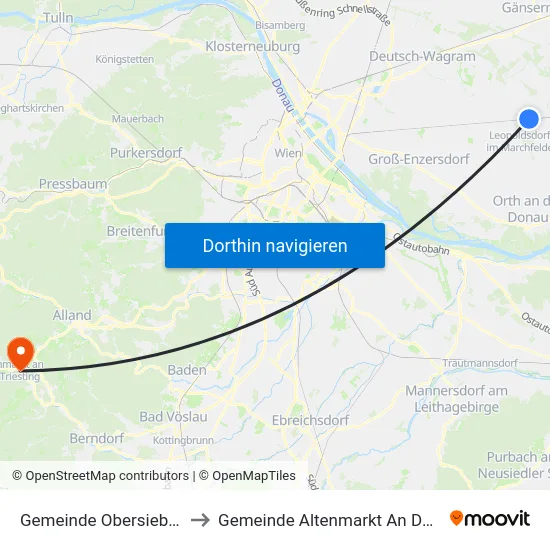 Gemeinde Obersiebenbrunn to Gemeinde Altenmarkt An Der Triesting map