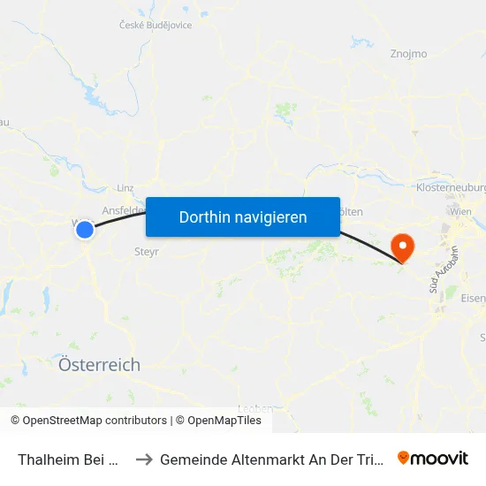 Thalheim Bei Wels to Gemeinde Altenmarkt An Der Triesting map