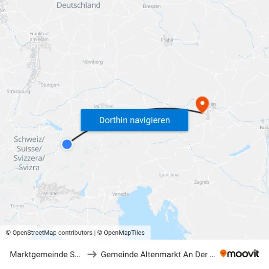 Marktgemeinde Schruns to Gemeinde Altenmarkt An Der Triesting map
