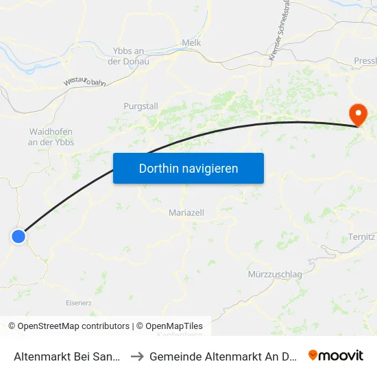 Altenmarkt Bei Sankt Gallen to Gemeinde Altenmarkt An Der Triesting map