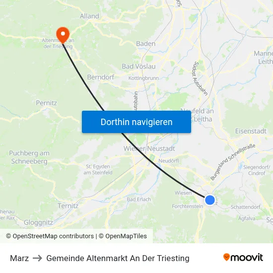 Marz to Gemeinde Altenmarkt An Der Triesting map