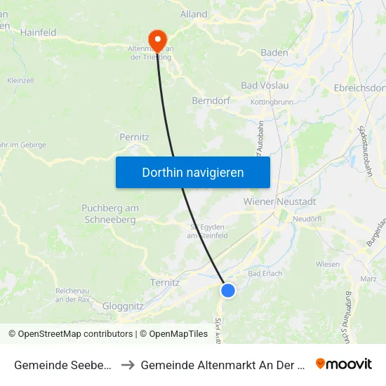 Gemeinde Seebenstein to Gemeinde Altenmarkt An Der Triesting map