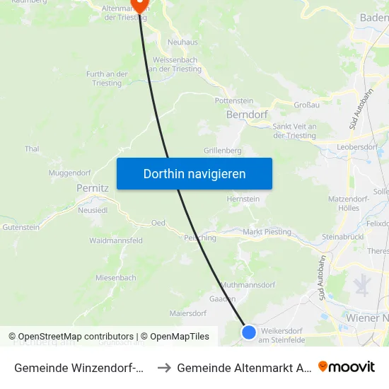 Gemeinde Winzendorf-Muthmannsdorf to Gemeinde Altenmarkt An Der Triesting map