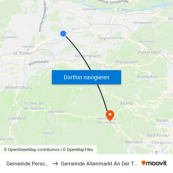 Gemeinde Perschling to Gemeinde Altenmarkt An Der Triesting map