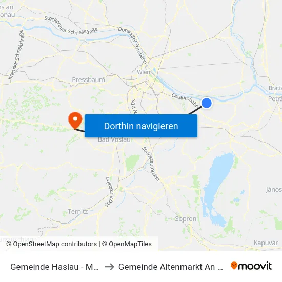 Gemeinde Haslau - Maria Ellend to Gemeinde Altenmarkt An Der Triesting map