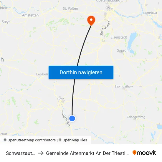 Schwarzautal to Gemeinde Altenmarkt An Der Triesting map