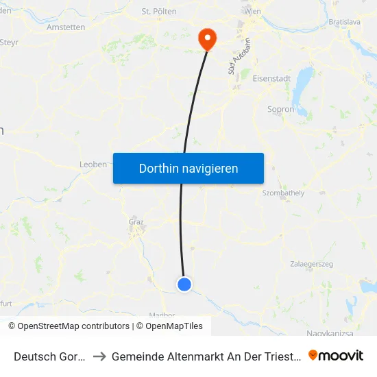Deutsch Goritz to Gemeinde Altenmarkt An Der Triesting map
