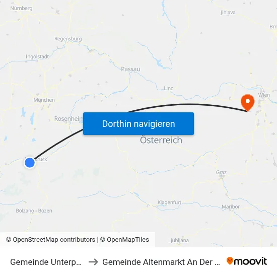 Gemeinde Unterperfuss to Gemeinde Altenmarkt An Der Triesting map