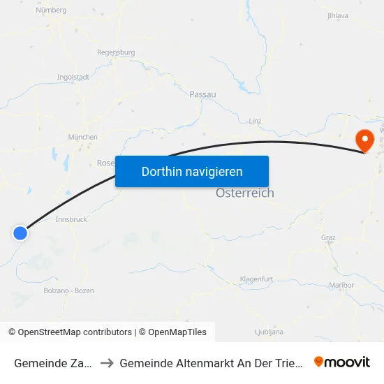 Gemeinde Zams to Gemeinde Altenmarkt An Der Triesting map