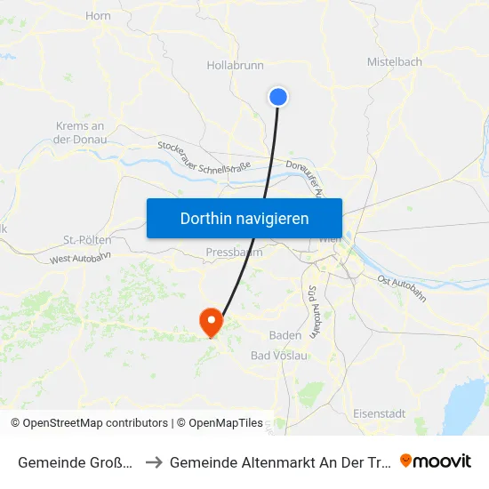 Gemeinde Großmugl to Gemeinde Altenmarkt An Der Triesting map