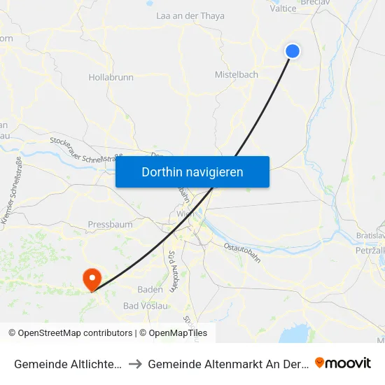 Gemeinde Altlichtenwarth to Gemeinde Altenmarkt An Der Triesting map