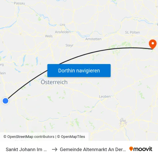 Sankt Johann Im Pongau to Gemeinde Altenmarkt An Der Triesting map