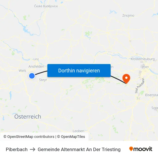Piberbach to Gemeinde Altenmarkt An Der Triesting map
