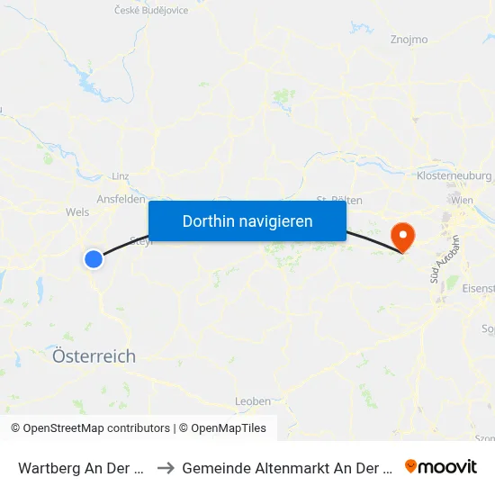 Wartberg An Der Krems to Gemeinde Altenmarkt An Der Triesting map