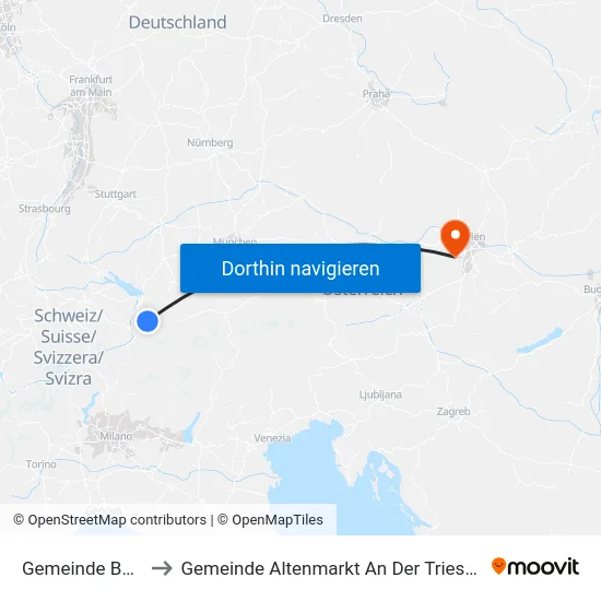 Gemeinde Bürs to Gemeinde Altenmarkt An Der Triesting map