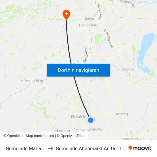 Gemeinde Mariasdorf to Gemeinde Altenmarkt An Der Triesting map