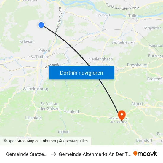 Gemeinde Statzendorf to Gemeinde Altenmarkt An Der Triesting map