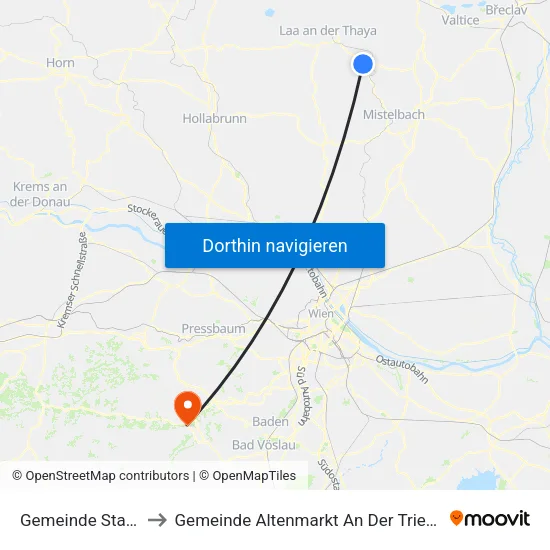 Gemeinde Staatz to Gemeinde Altenmarkt An Der Triesting map
