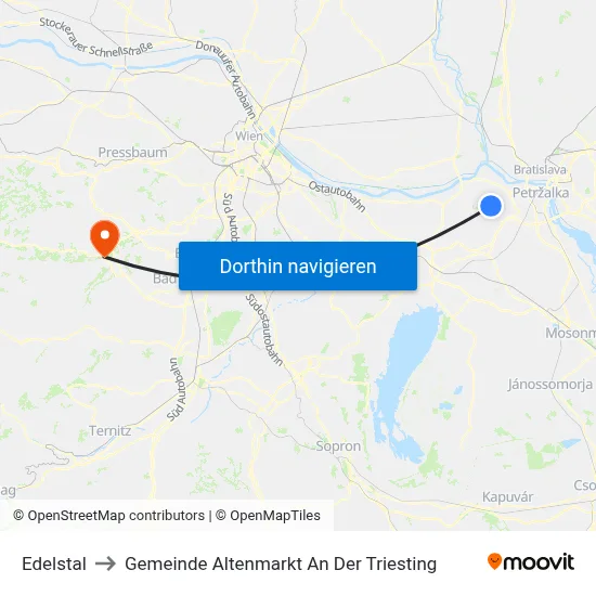 Edelstal to Gemeinde Altenmarkt An Der Triesting map