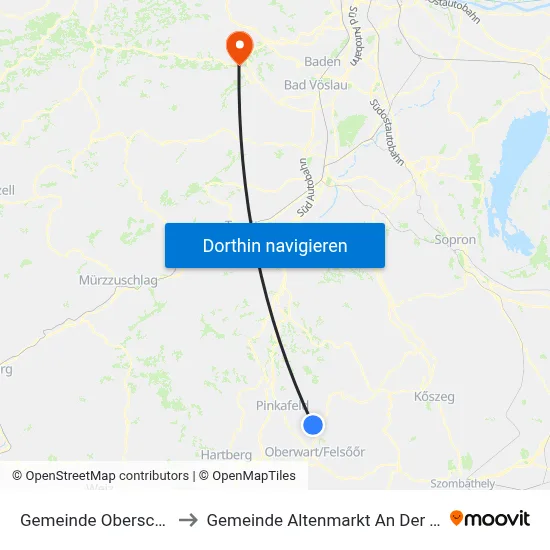 Gemeinde Oberschützen to Gemeinde Altenmarkt An Der Triesting map
