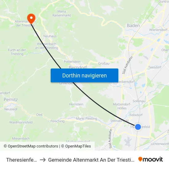 Theresienfeld to Gemeinde Altenmarkt An Der Triesting map