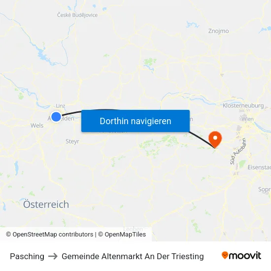 Pasching to Gemeinde Altenmarkt An Der Triesting map