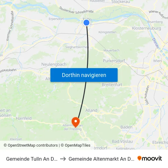 Gemeinde Tulln An Der Donau to Gemeinde Altenmarkt An Der Triesting map