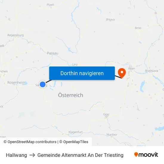 Hallwang to Gemeinde Altenmarkt An Der Triesting map