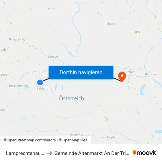 Lamprechtshausen to Gemeinde Altenmarkt An Der Triesting map