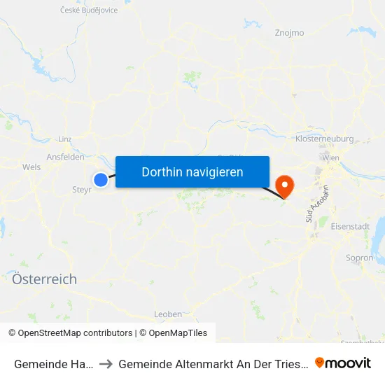 Gemeinde Haag to Gemeinde Altenmarkt An Der Triesting map