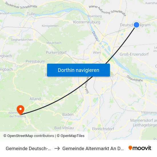 Gemeinde Deutsch-Wagram to Gemeinde Altenmarkt An Der Triesting map