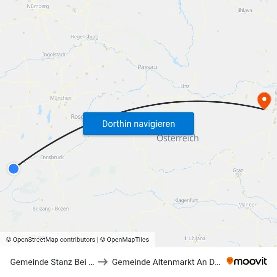 Gemeinde Stanz Bei Landeck to Gemeinde Altenmarkt An Der Triesting map