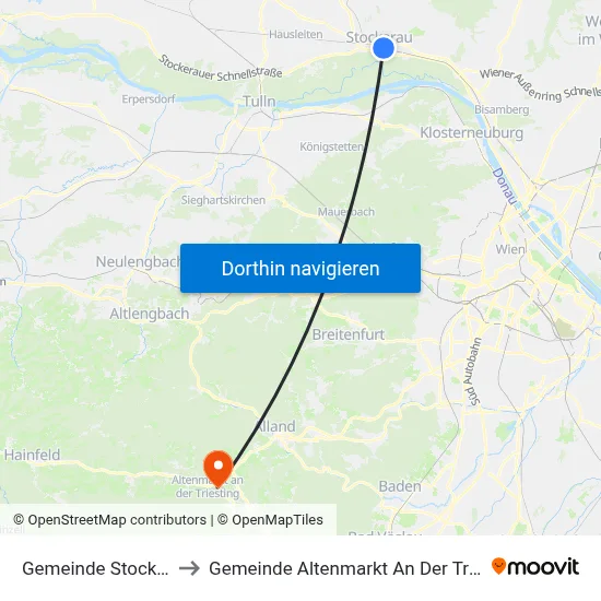 Gemeinde Stockerau to Gemeinde Altenmarkt An Der Triesting map