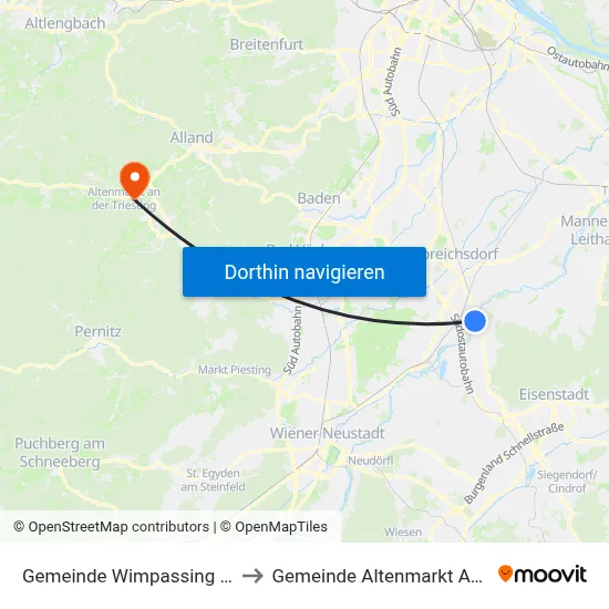 Gemeinde Wimpassing An Der Leitha to Gemeinde Altenmarkt An Der Triesting map
