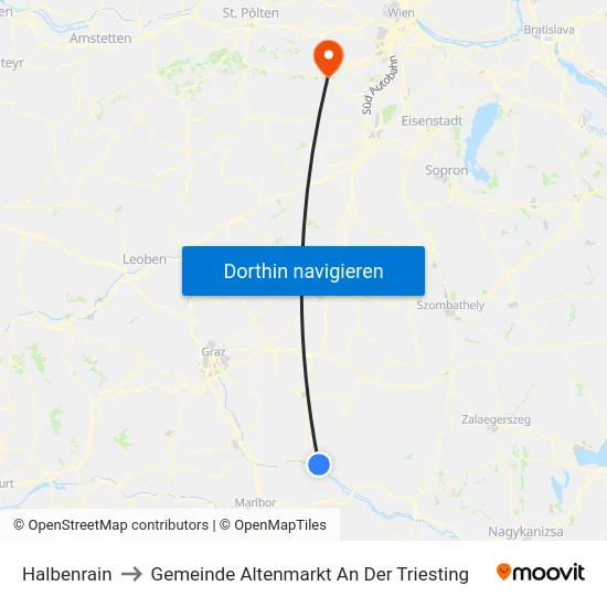 Halbenrain to Gemeinde Altenmarkt An Der Triesting map