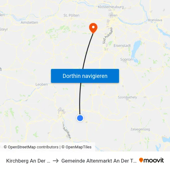 Kirchberg An Der Raab to Gemeinde Altenmarkt An Der Triesting map