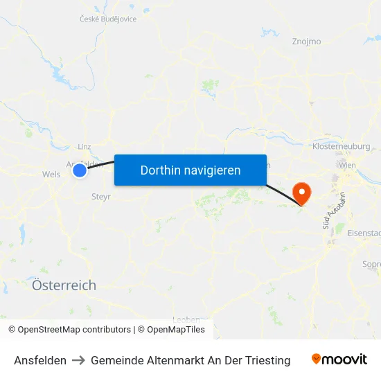 Ansfelden to Gemeinde Altenmarkt An Der Triesting map