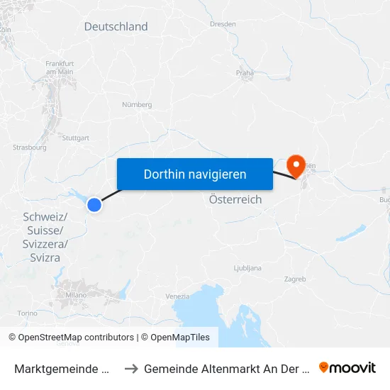 Marktgemeinde Wolfurt to Gemeinde Altenmarkt An Der Triesting map
