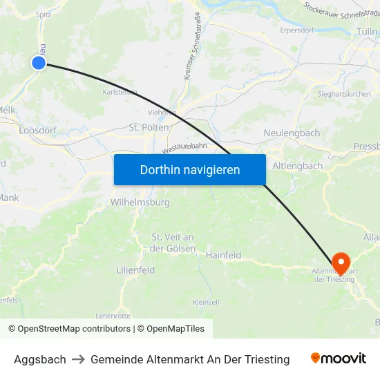 Aggsbach to Gemeinde Altenmarkt An Der Triesting map