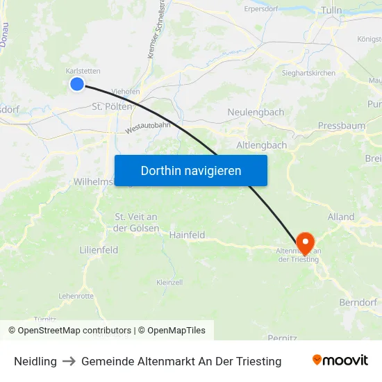 Neidling to Gemeinde Altenmarkt An Der Triesting map