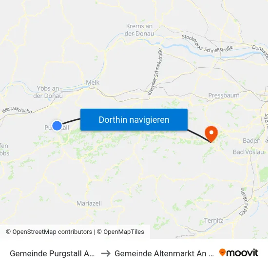 Gemeinde Purgstall An Der Erlauf to Gemeinde Altenmarkt An Der Triesting map