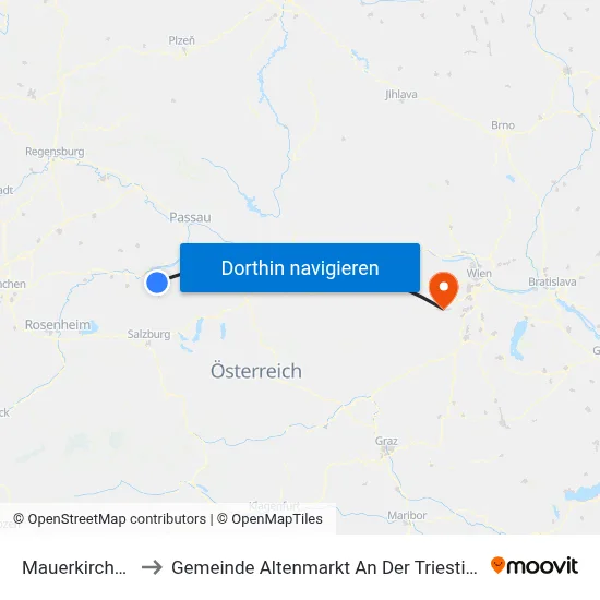 Mauerkirchen to Gemeinde Altenmarkt An Der Triesting map