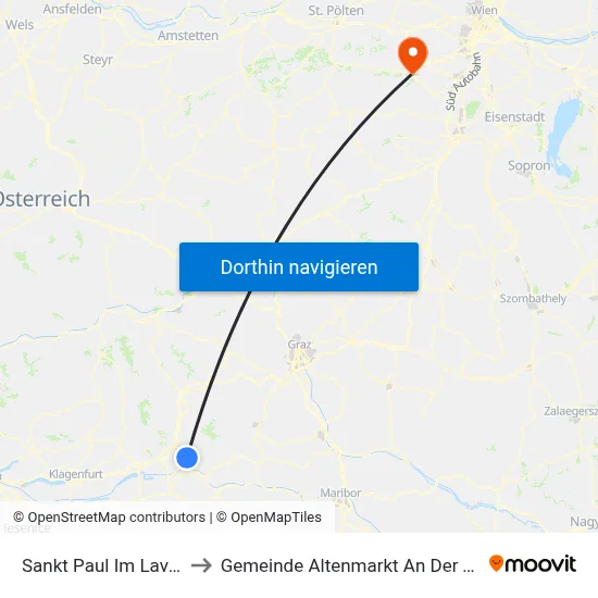 Sankt Paul Im Lavanttal to Gemeinde Altenmarkt An Der Triesting map