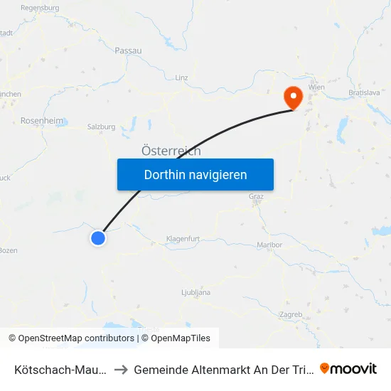 Kötschach-Mauthen to Gemeinde Altenmarkt An Der Triesting map
